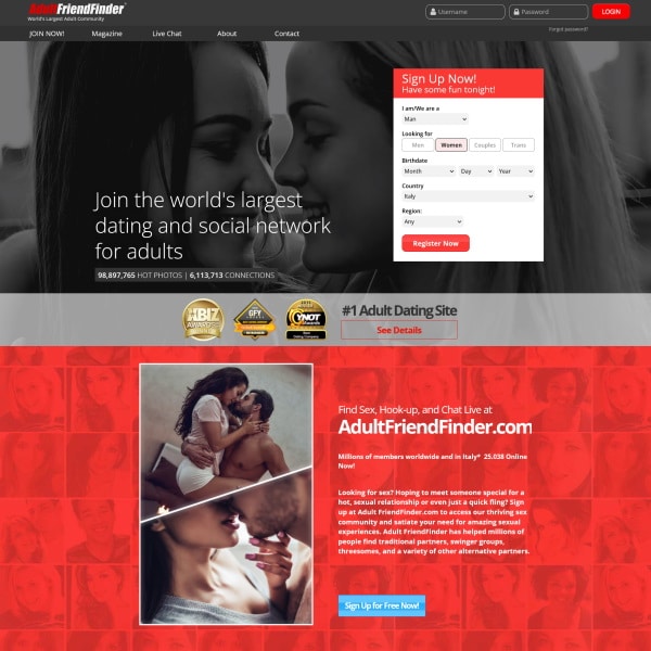 AdultFriendFinder homepage