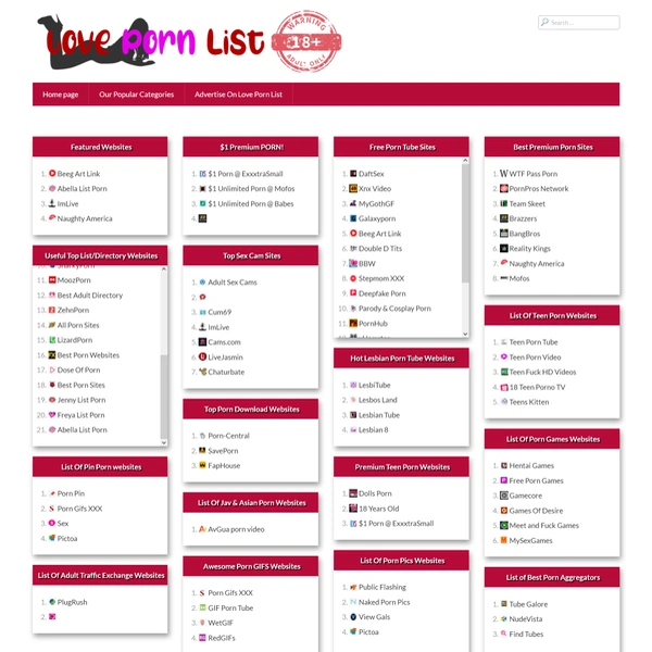 Lovepornlist-homepage