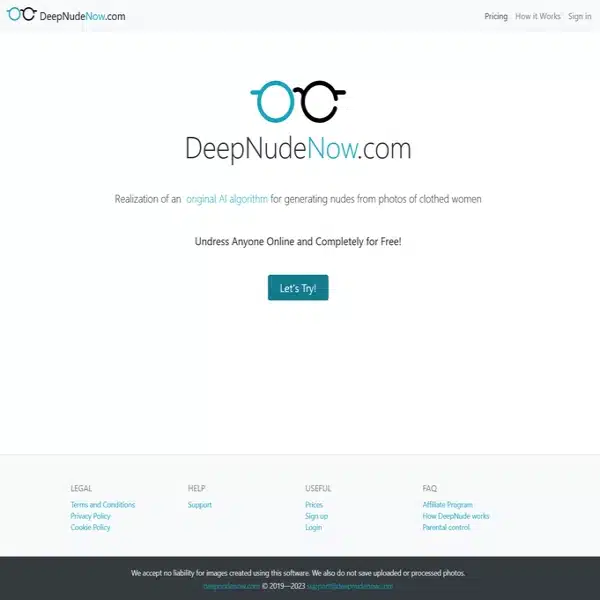 DeepNudeNow homepage